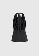 Draped Halterneck Top - Black