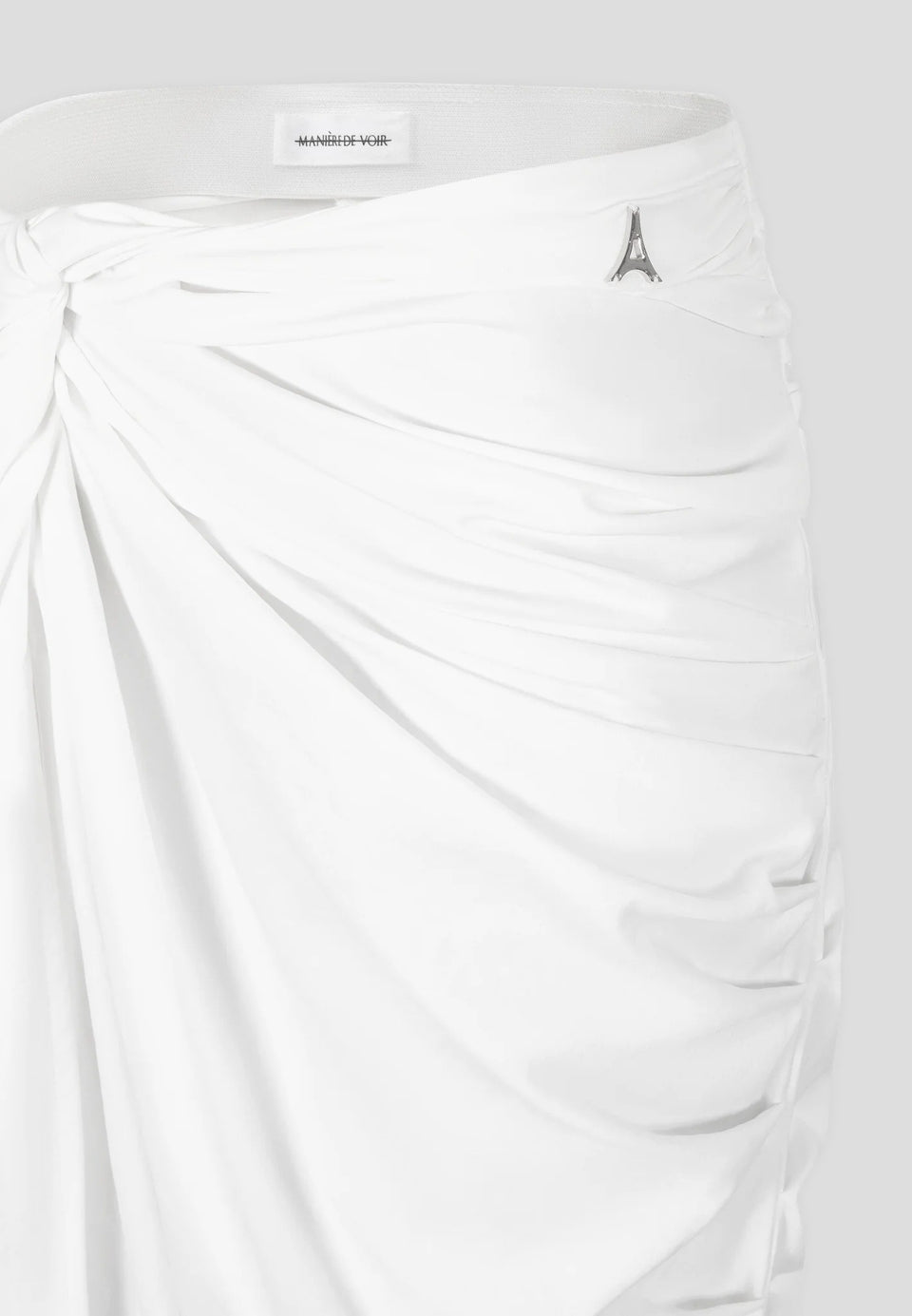 Asymmetric Drape Midaxi Skirt - White