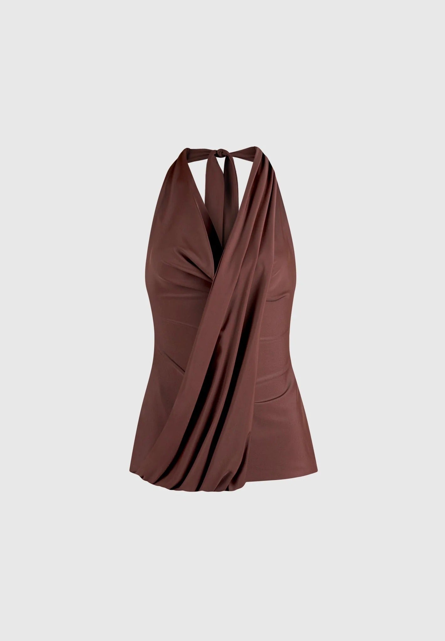 Draped Halterneck Top - Brown