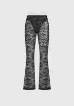 Embellished Lace Fit and Flare Trousers - Black
