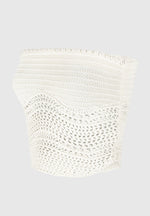 Pearl Applique Crochet Bandeau Top - Cream