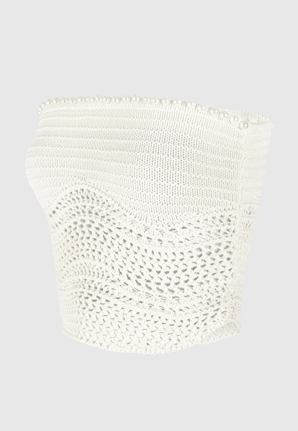 Pearl Applique Crochet Bandeau Top - Cream