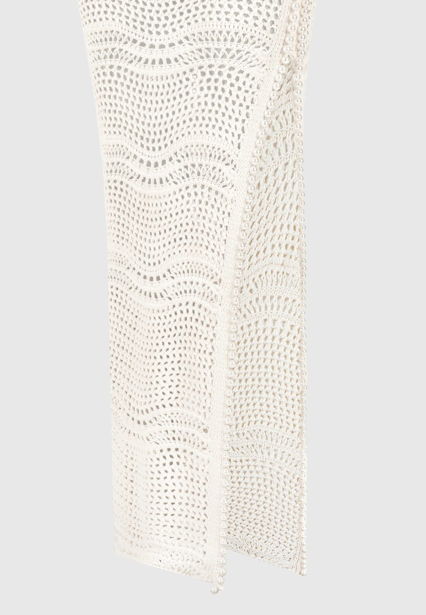 Pearl Applique Crochet Maxi Skirt - Cream