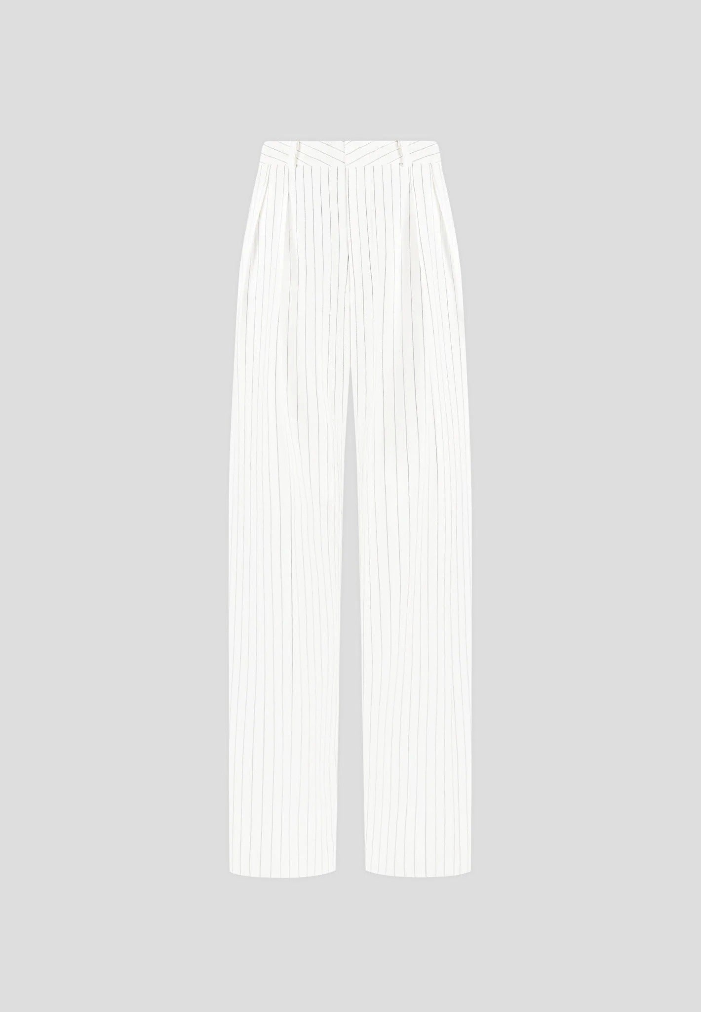 Julie - Pinstripe Twin Pleat Tailored Trousers - White