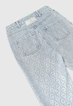Alma - Rhinestone Eiffel Straight Leg Jeans - Mid Blue