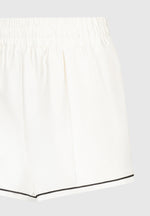 Satin Shorts with Piping - Cream