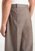 Charles - Relaxed Fit Wrap Leg Tailored Trousers - Taupe