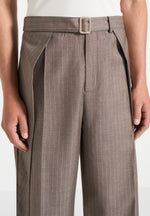 Charles - Relaxed Fit Wrap Leg Tailored Trousers - Taupe