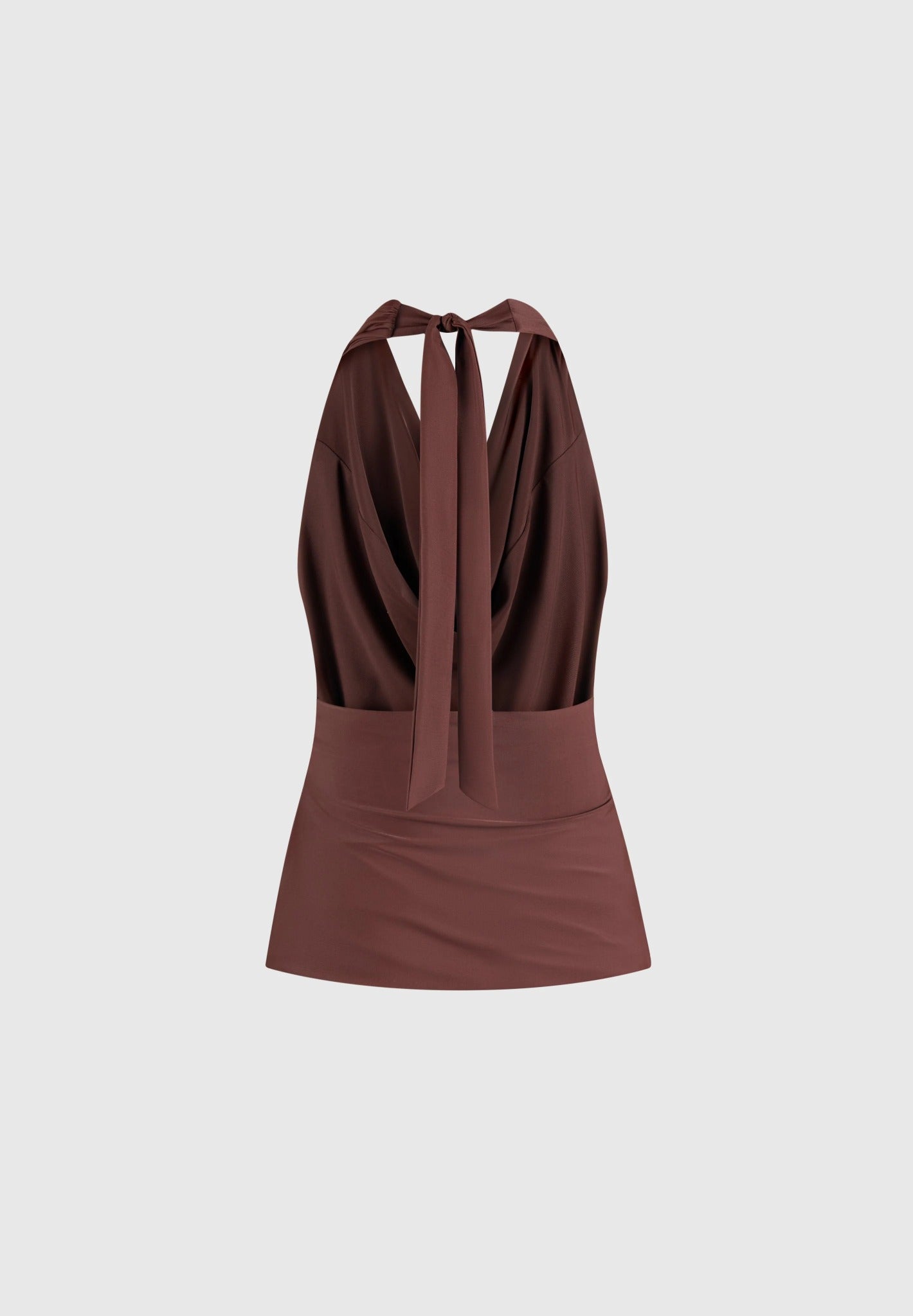 Draped Halterneck Top - Brown