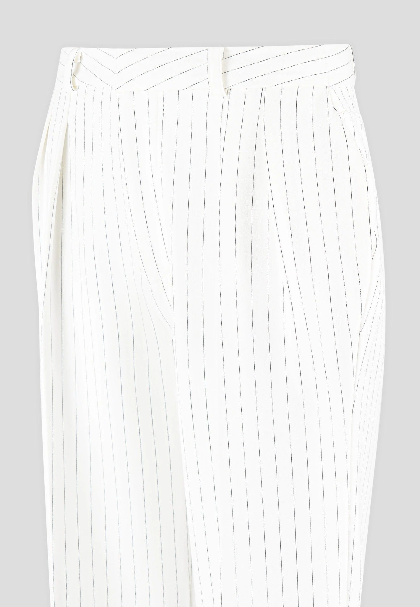 Julie - Pinstripe Twin Pleat Tailored Trousers - White