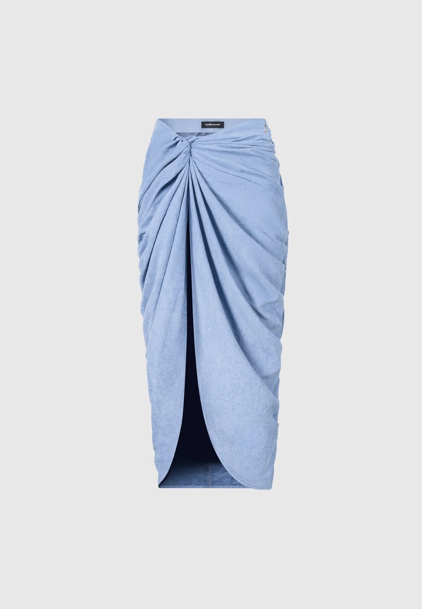Asymmetric Drape Midaxi Skirt - Blue