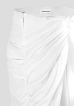 Asymmetric Drape Midaxi Skirt - White