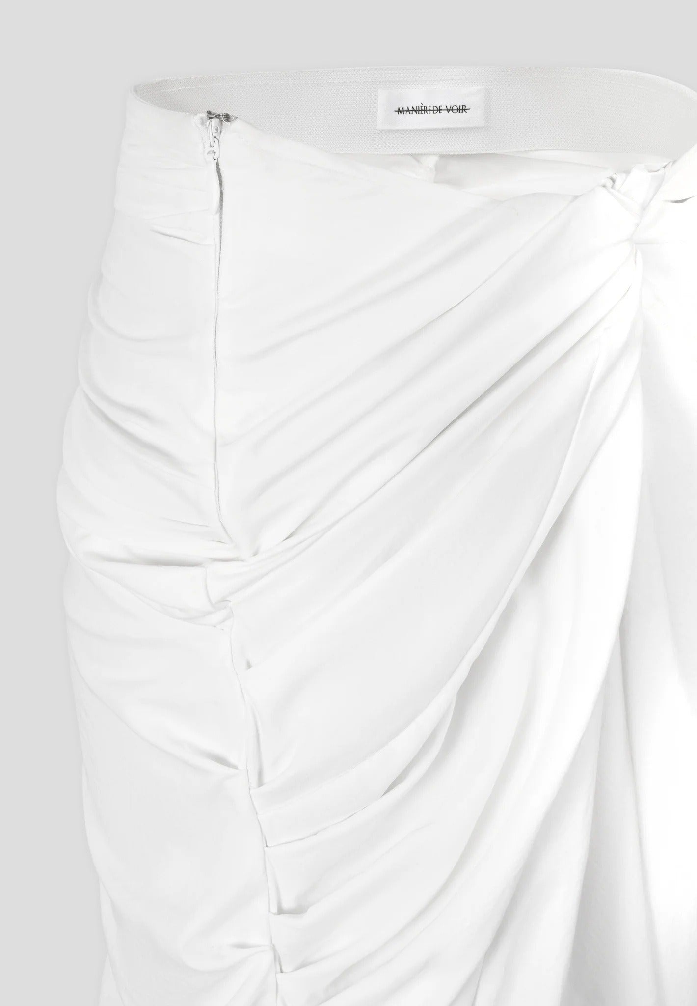 Asymmetric Drape Midaxi Skirt - White