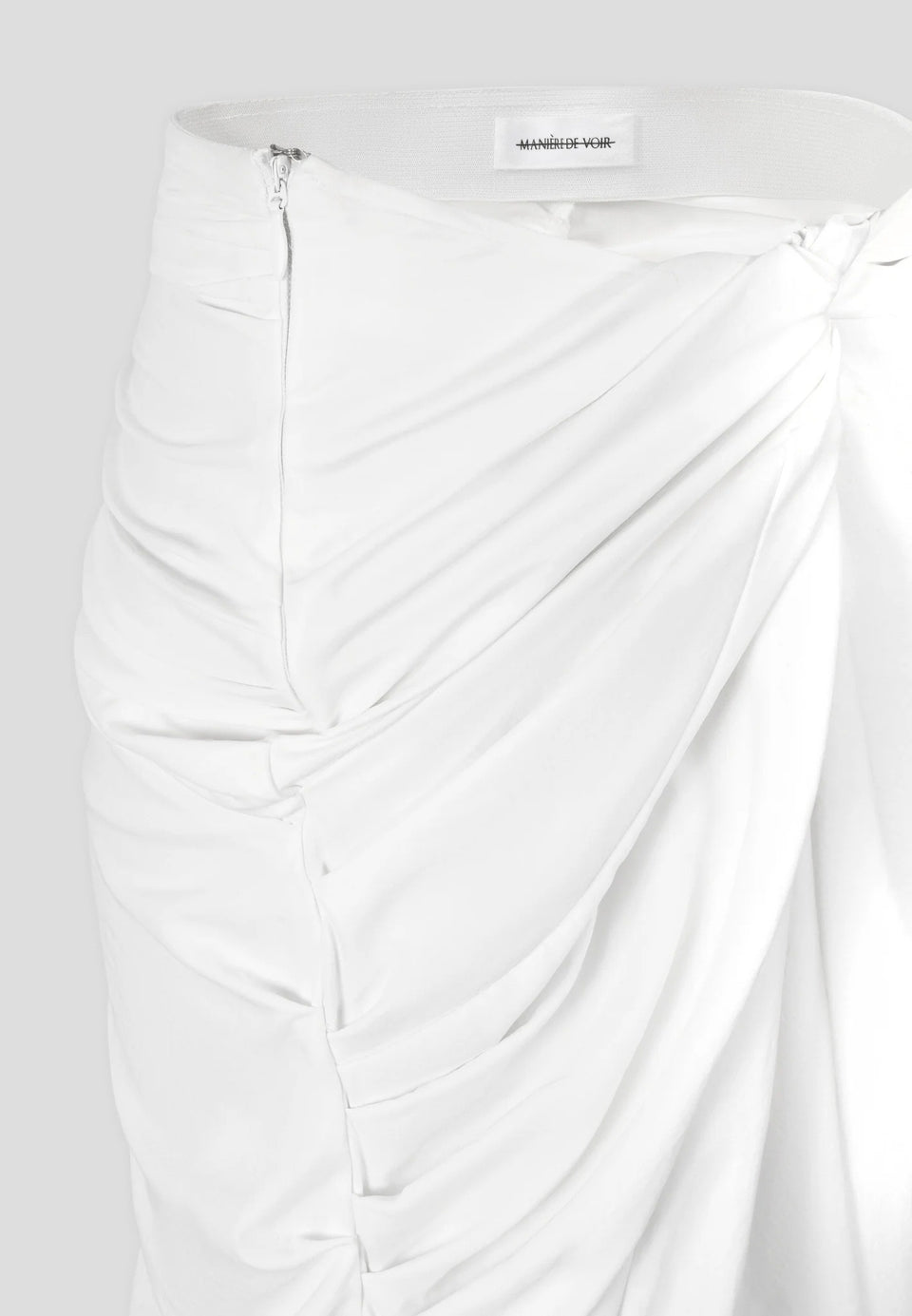 Asymmetric Drape Midaxi Skirt - White