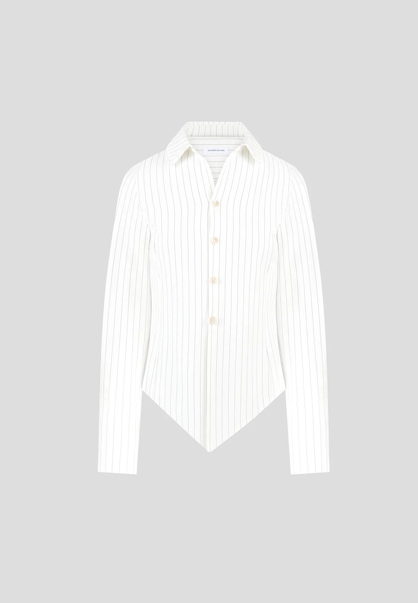 Sonia - Pinstripe Angled Shirt - White