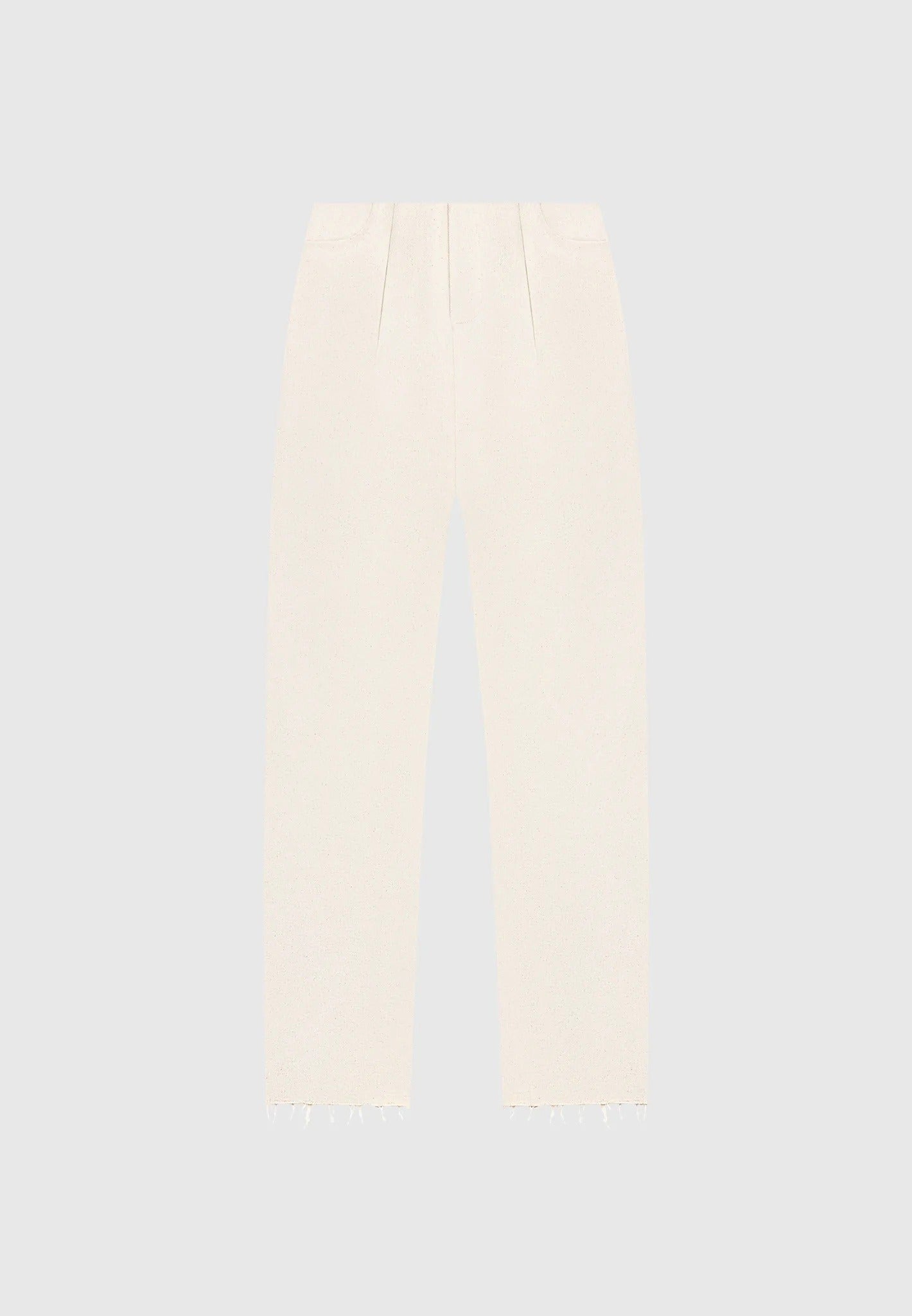 Pleated Mid Rise Straight Leg Jeans - Cream