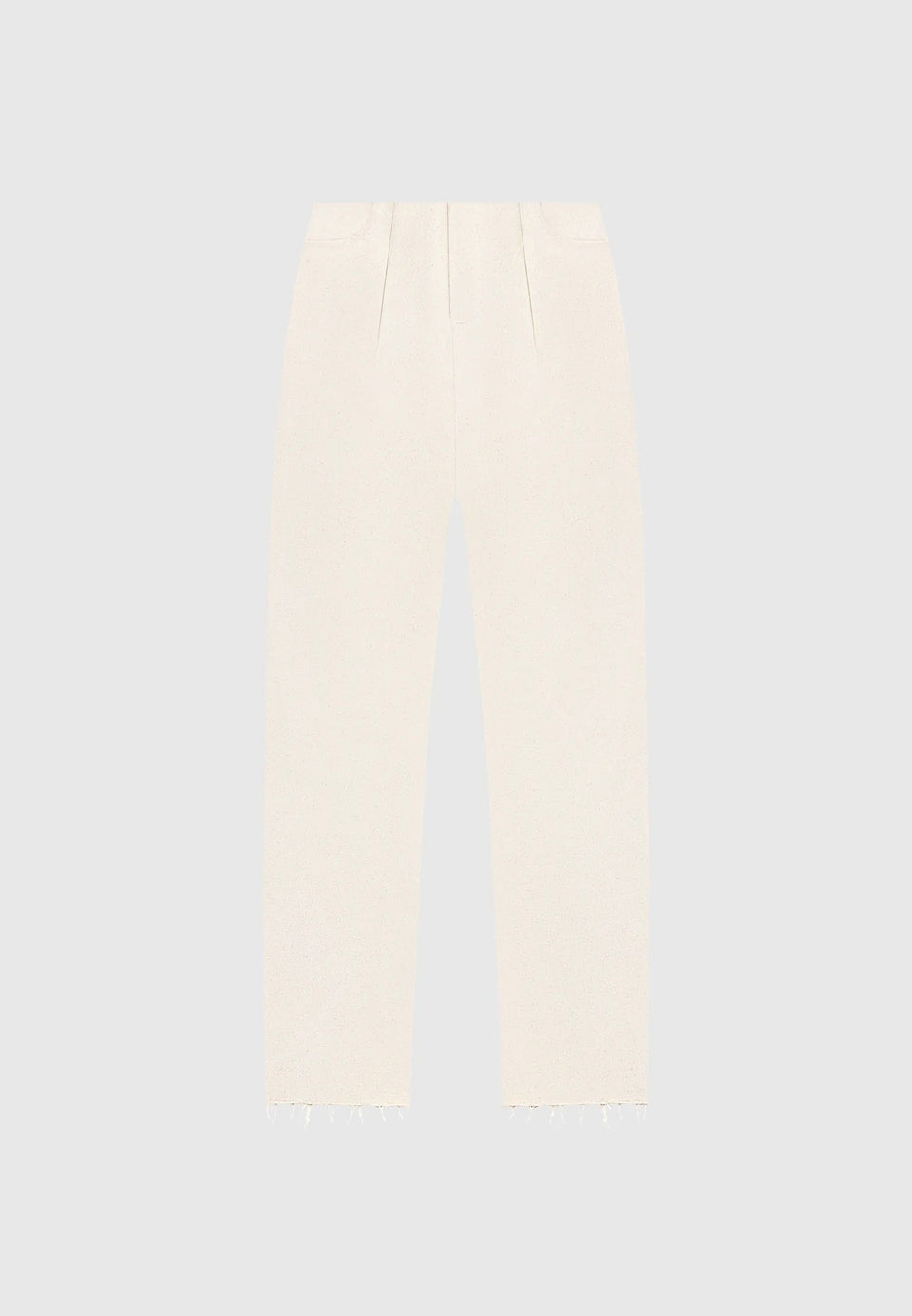 Pleated Mid Rise Straight Leg Jeans - Cream