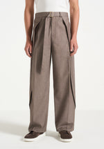 Charles - Relaxed Fit Wrap Leg Tailored Trousers - Taupe