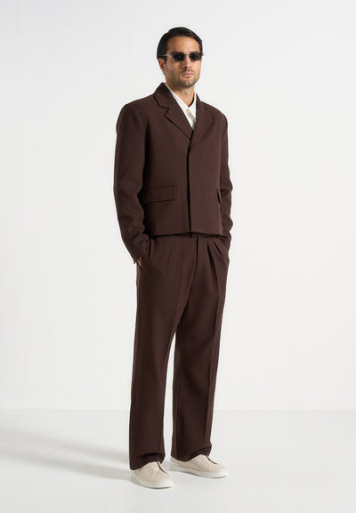 Hector - Double Breasted Tailored Cropped Blazer - Brown