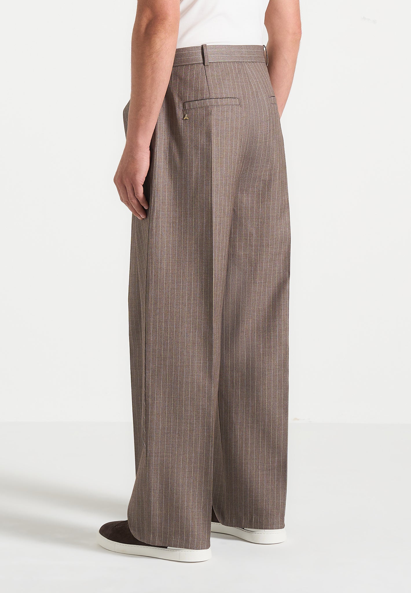 Charles - Relaxed Fit Wrap Leg Tailored Trousers - Taupe