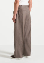 Charles - Relaxed Fit Wrap Leg Tailored Trousers - Taupe