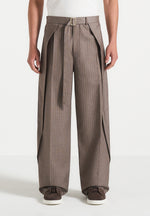 Charles - Relaxed Fit Wrap Leg Tailored Trousers - Taupe