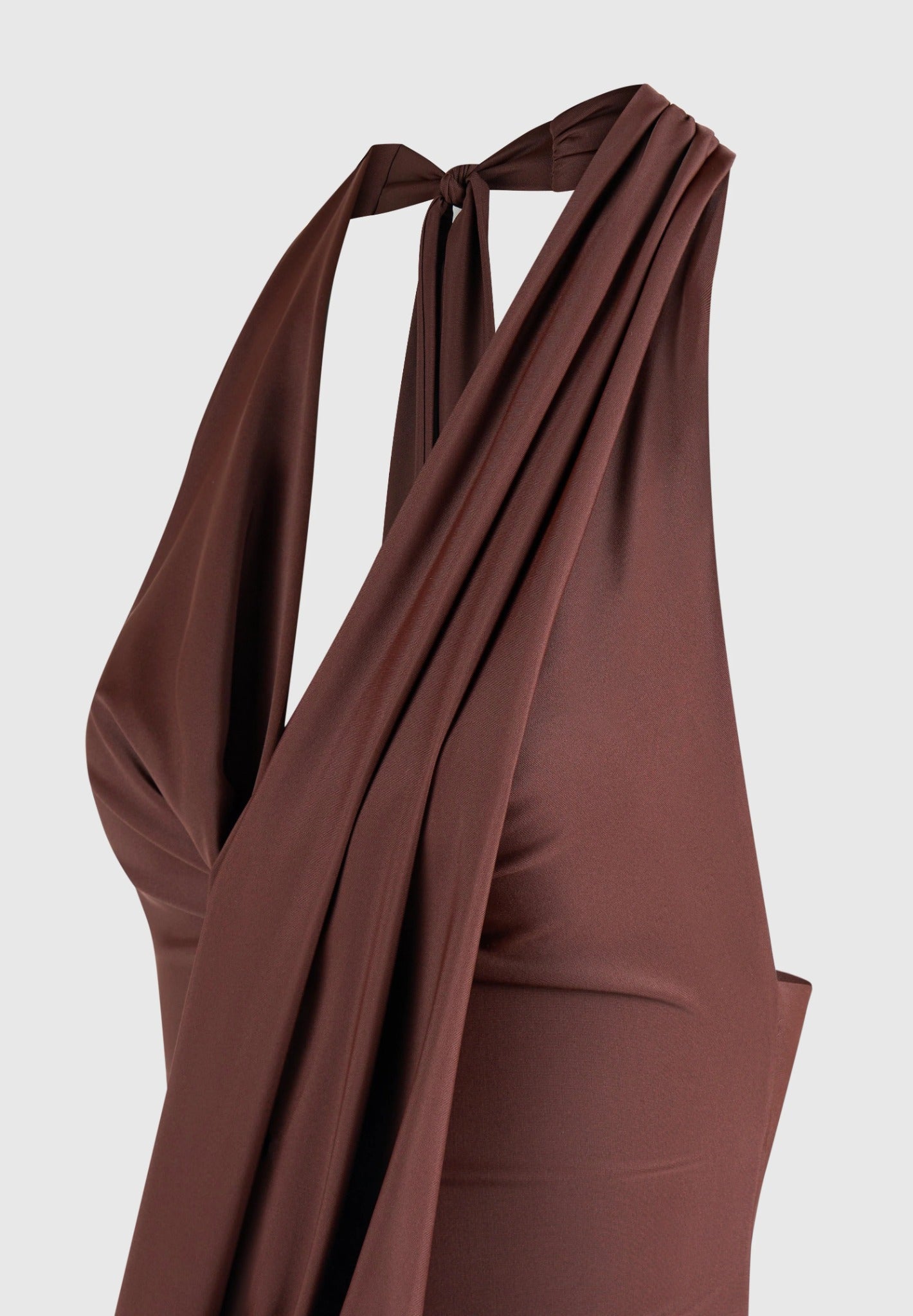 Draped Halterneck Top - Brown