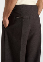 Lior - Box Pleat Hatched Wide Leg Trousers - Dark Brown