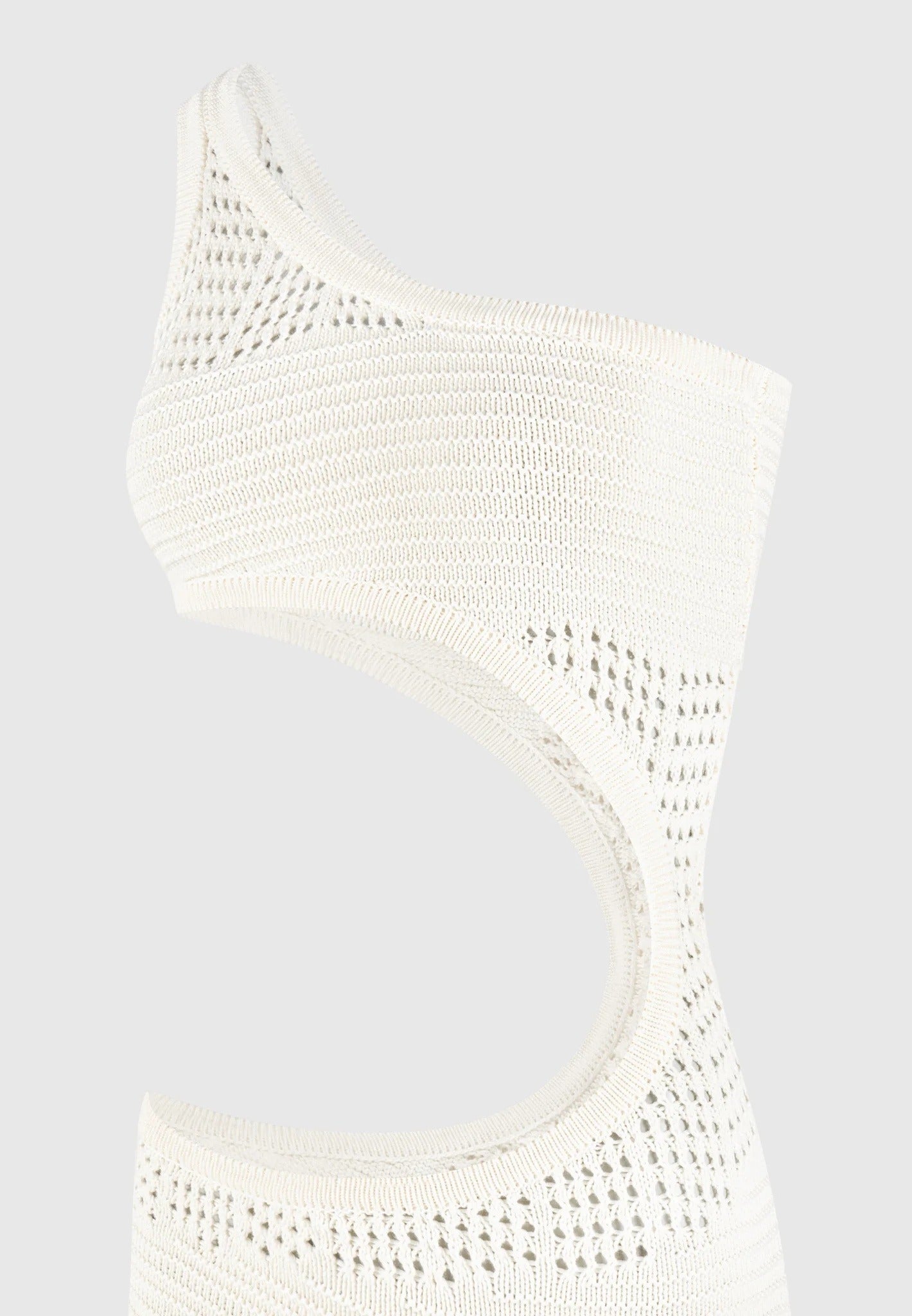 Asymmetric Crochet Knit Cut Out Maxi Dress - Cream