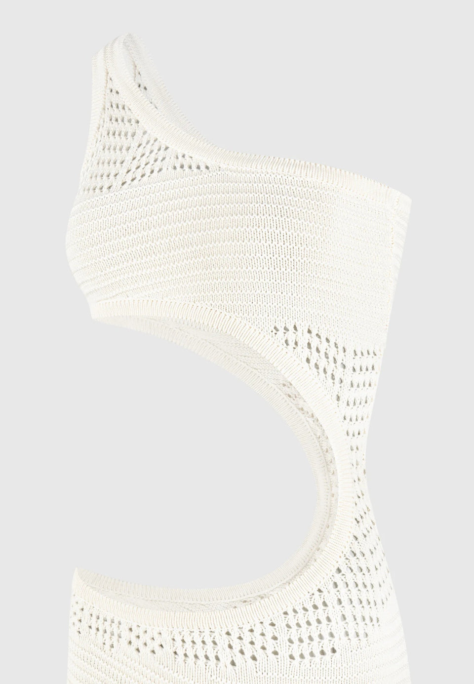 Asymmetric Crochet Knit Cut Out Maxi Dress - Cream