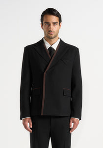 Alec - Double Breasted Suit jacket With Contrast Lapel - Black