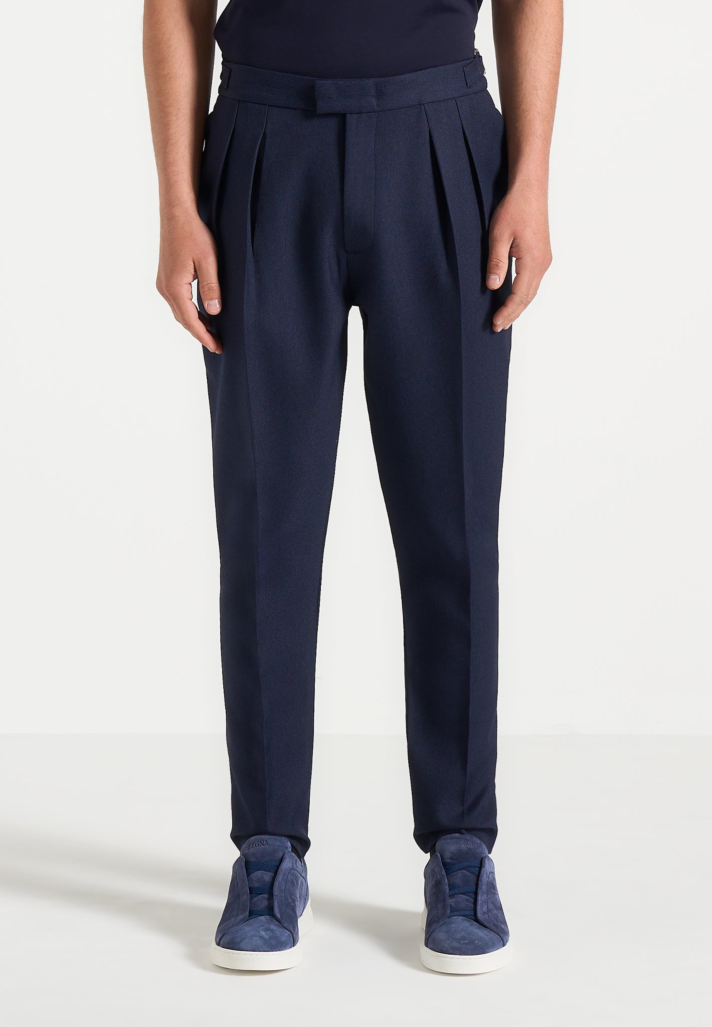 Hubert - Slim Fit Tailored Trousers - Navy