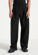 Lior - Box Pleat Wide Leg Trousers - Black