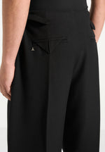 Lior - Box Pleat Wide Leg Trousers - Black