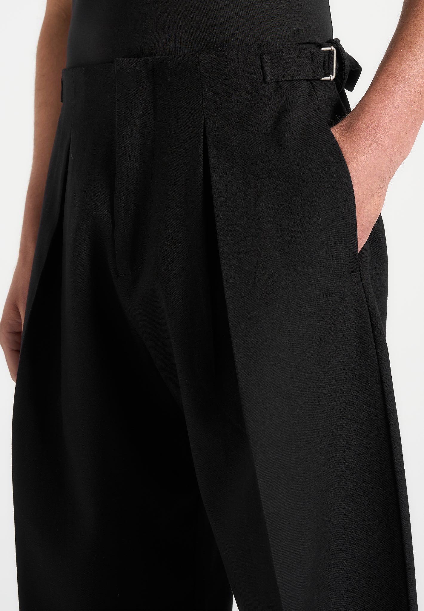 Lior - Box Pleat Wide Leg Trousers - Black