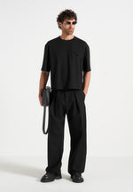 Lior - Box Pleat Wide Leg Trousers - Black