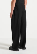 Lior - Box Pleat Wide Leg Trousers - Black