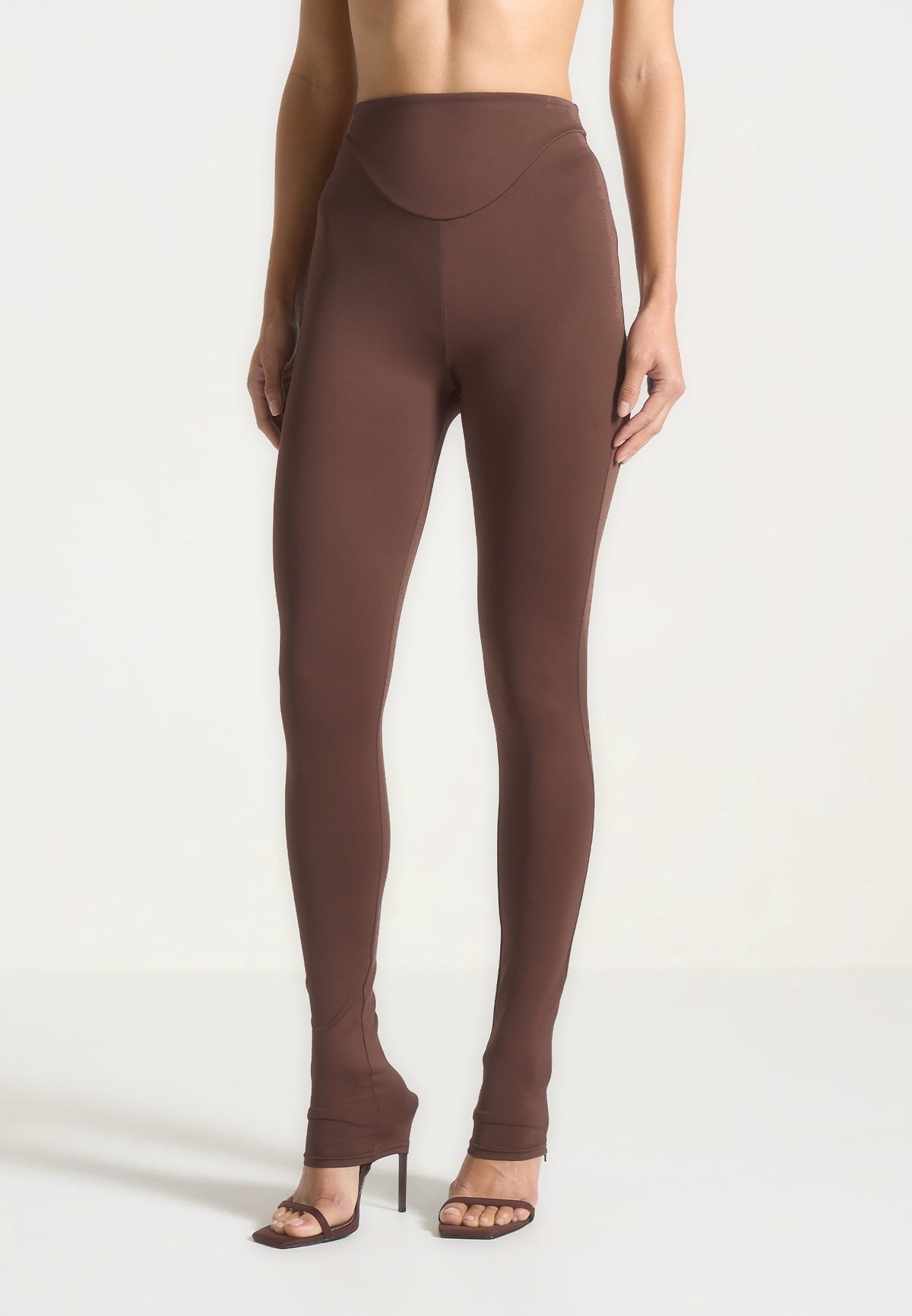 LS001 - High Waisted Leggings - Brown