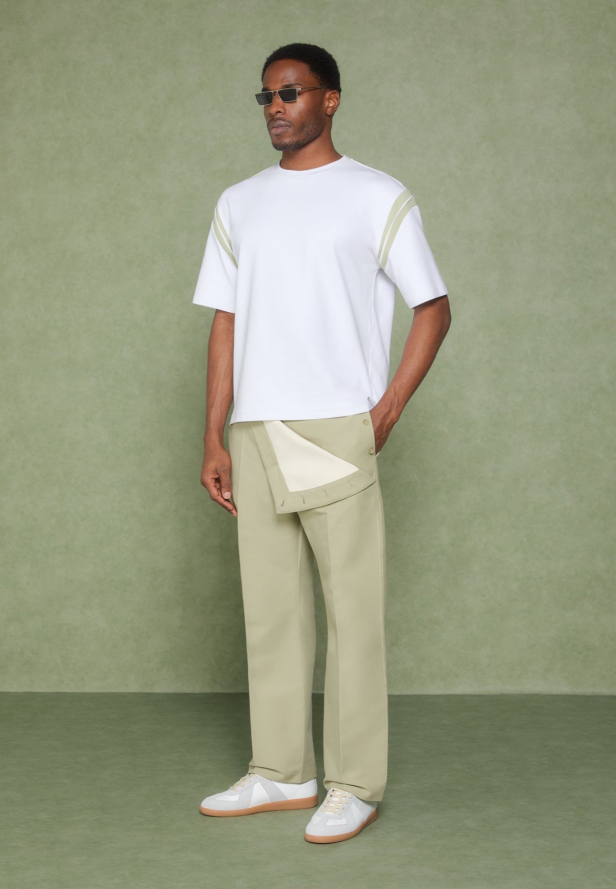 Henri - Foldover Trousers - Sage
