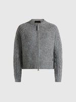 Gaby - Speckled Cable Knit Zip Cardigan - Grey