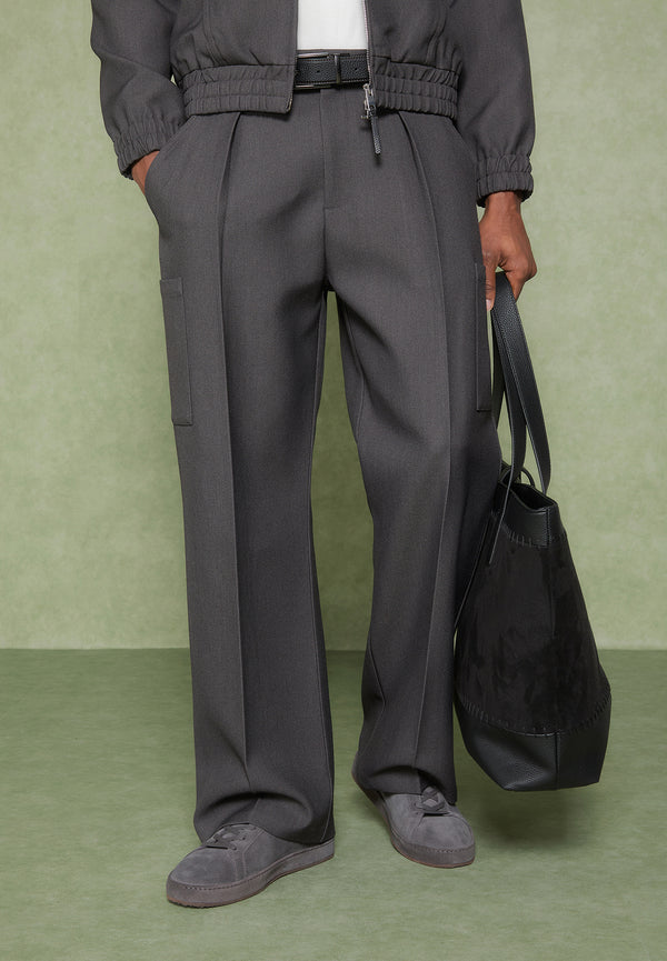 Luca - Relaxed Fit Pleated Pocket Trousers - Grey