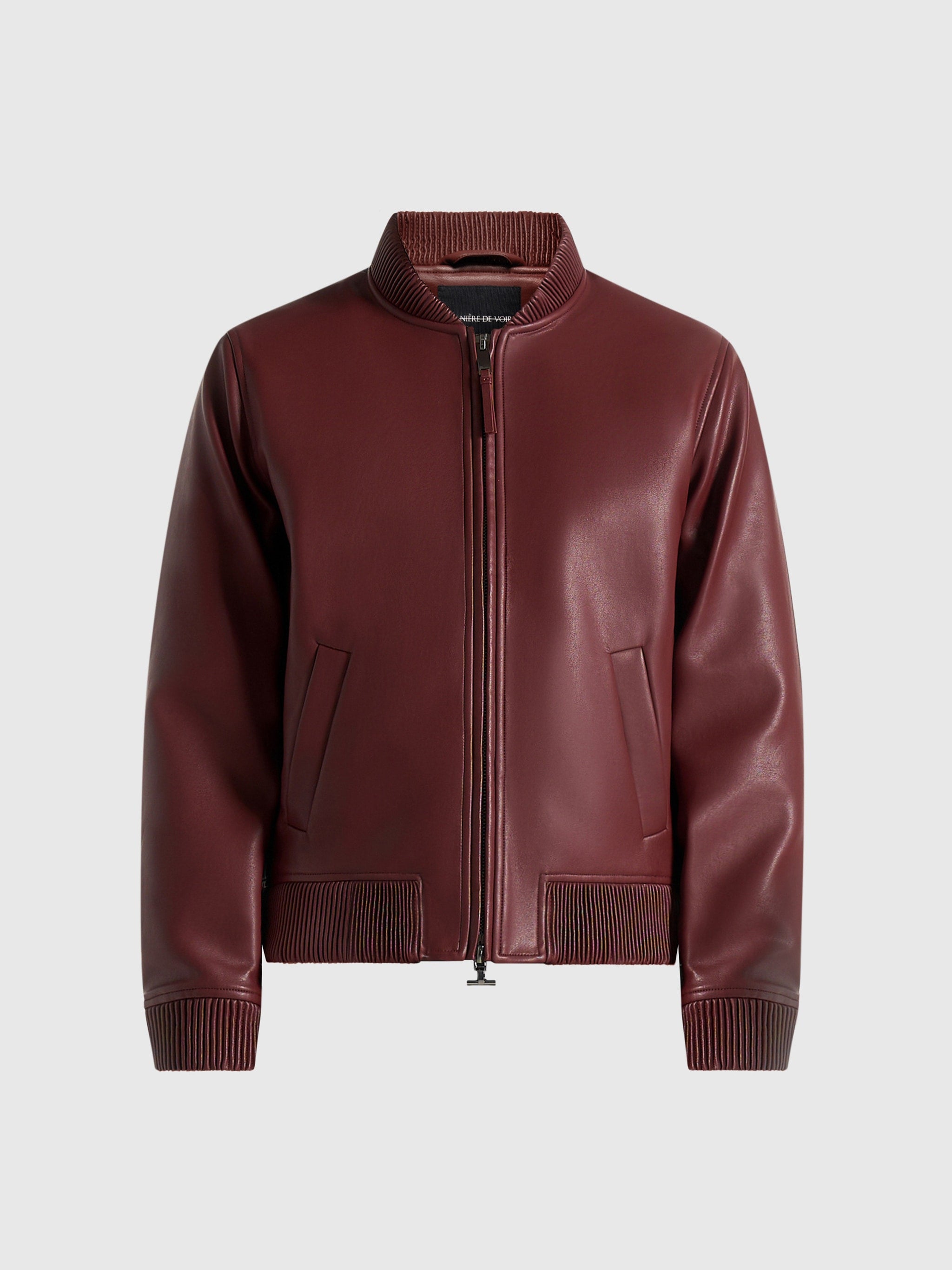 Arman - Leather Bomber Jacket - Wine Red