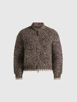 Darel - Speckled Knit Bomber Jacket - Brown