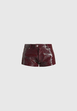 Samia - Cracked Patent Mini Shorts - Red