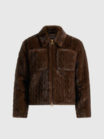 David - Plush Cable Embossed Jacket - Brown