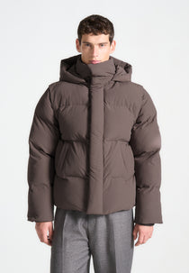 Puffer Jacket With Removable Sleeves - Mauve