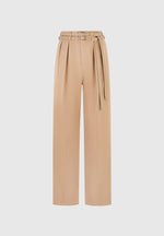 Pascale - Tailored Twin Belt Trousers - Dark Beige