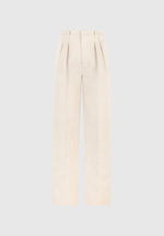 Julie - Linen Twin Pleat Trousers - Natural