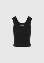 VS001 - Scoop Neck Ribbed Cotton Vest - Black