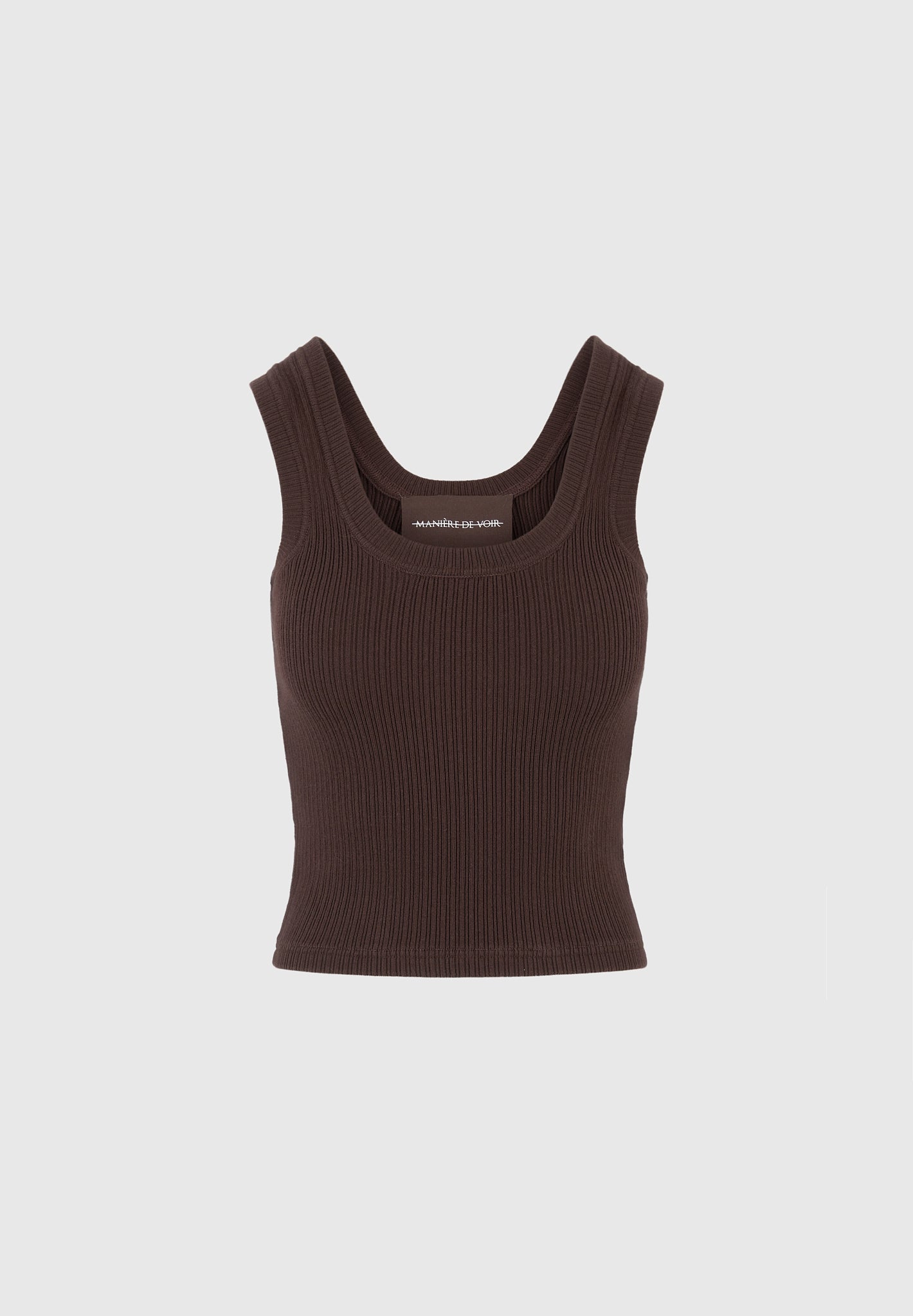 VS001 - Scoop Neck Ribbed Cotton Vest - Brown